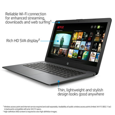 HP Stream 14" Celeron 4GB/64GB Laptop-Brilliant Black- new in the box !