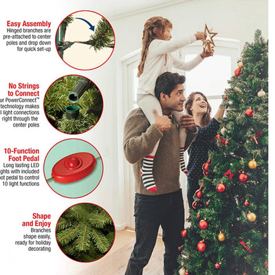 National Tree Company Pre-Lit Artificial Full Christmas Tree, Green, Dunhill Fir, Dual Color LED Lights, Includes PowerConnect and Stand, 6.5 Feet- new in box