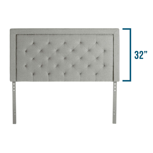 LUCID Bordered Upholstered Headboard with Diamond Tufting, King/California King, Stone**New in box**