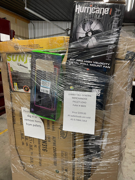 Jumbo huge liquidation pallet- over 7 ft tall ! Pallet number 8809