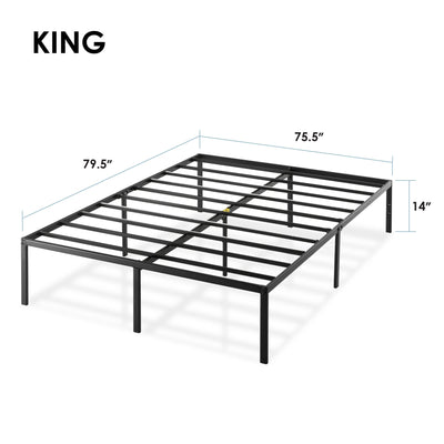 Best Price Mattress 14 Inch Metal Platform Beds w/ Heavy Duty Steel Slat Mattress Foundation (No Box Spring Needed), King Size, Black**New in box**