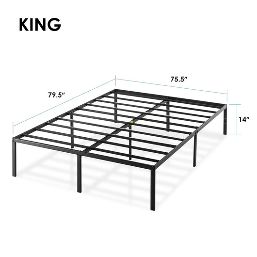Best Price Mattress 14 Inch Metal Platform Beds w/ Heavy Duty Steel Slat Mattress Foundation (No Box Spring Needed), King Size, Black**New in box**