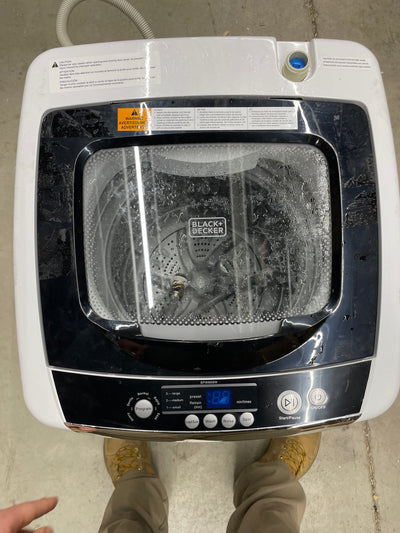 BLACK+DECKER Small Portable Washer, Washing Machine for Household Use, Portable Washer 0.9 Cu. Ft. with 5 Cycles, Transparent Lid & LED Display**Used once,minor dents from shipping**