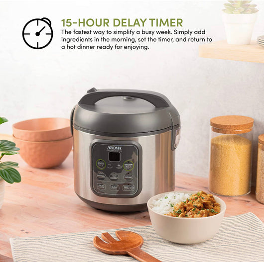 Aroma Housewares Professional 8-Cup (Cooked) / 2Qt. Digital Rice & Grain Multicooker (ARC-994SG), Gray- NEW IN BOX!!!