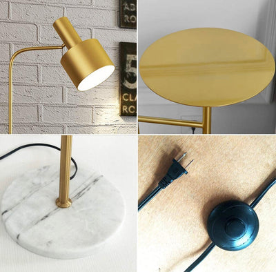 Hsyile Lighting Contemporary Modern Floor Lamp with a Table, Brushed Brass Finish- NEW AND ASSEMBLED!!!
