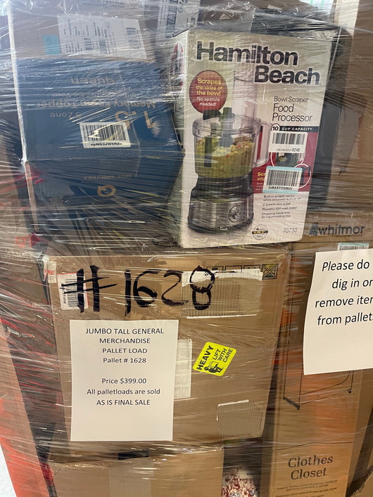 Jumbo huge liquidation pallet- over 7 ft tall ! Pallet number 1628