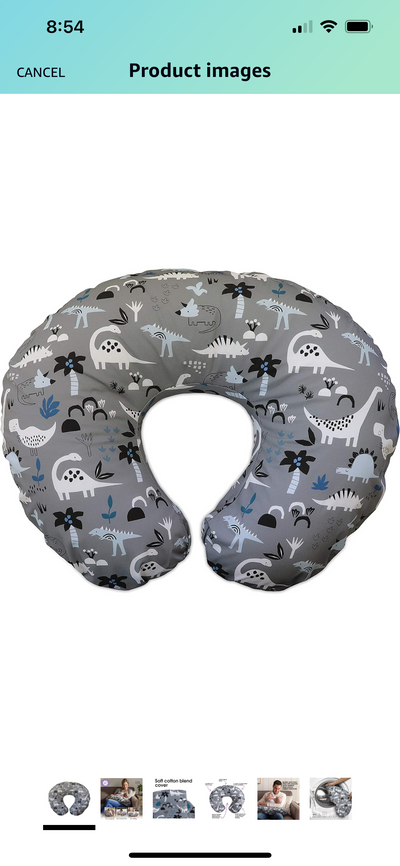 Boppy Nursing Pillow and Positioner—Original | Gray Dinosaurs with White, Black and Blue- BRAND NEW!!!