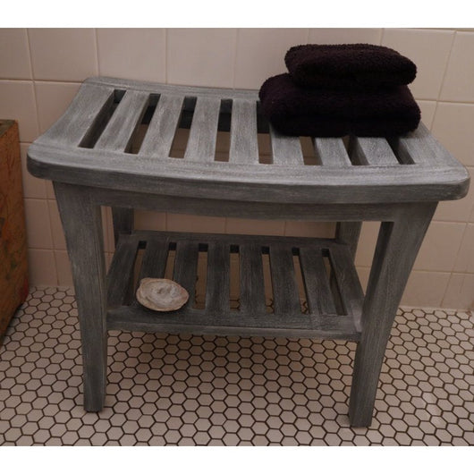 Redmon Weathered Genuine Teak Bench, Grey Woodgrain Finish**New in Box**