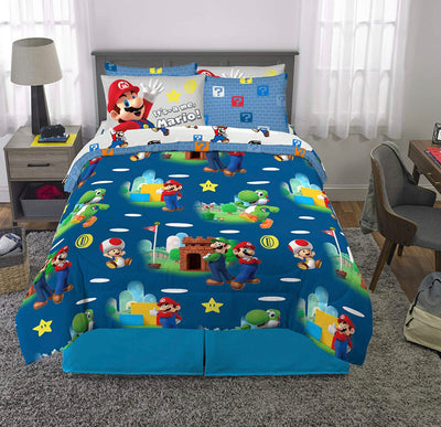 Franco Kids Bedding Super Soft Comforter and Sheet Set with Sham, 7 Piece Full Size, Mario- NEW IN BAG!!!