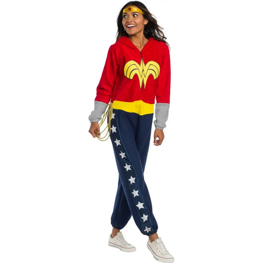 Halloween DC Super Heroes Wonder Woman Adult Onesie Costume**New**