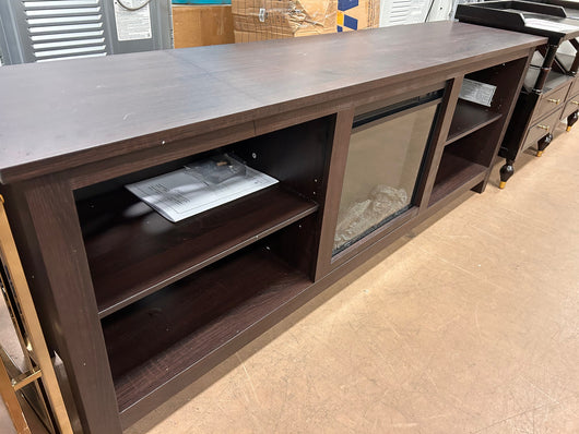 Walker Edison Wren Classic 4 Cubby Fireplace TV Stand for TVs up to 80 Inches, 70 Inch, Espresso!  -Brand new & Assembled but does have some small defect forms shipping, a crack across the top, photos shown