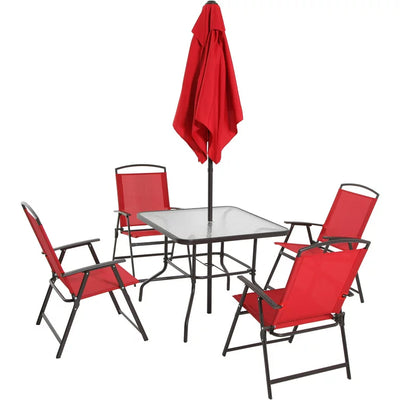 Mainstays Albany Lane 6 Piece Outdoor Patio Dining Set, Red!! NEW IN BOX!!