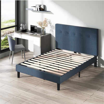 ZINUS Omkaram Upholstered Platform Bed Frame / Mattress Foundation / Wood Slat Support / No Box Spring Needed / Easy Assembly, Queen- new in box