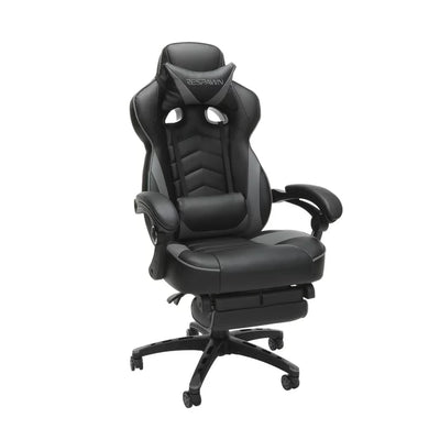 RESPAWN 110 Racing Style Gaming Chair, Reclining Ergonomic Chair with Footrest, in Gray (RSP-110-GRY)**New and assembled,missing headrest and lumbar support!*
