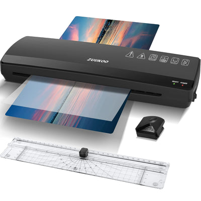 Zuukoo Laminator, Laminator Machine for A3/A4/A5/A6, 4 in 1 Termal Laminator with ABS Anti-Jam Technology, Paper Trimmer, Corner Rounder, 20 Pouches, 13 Inches Max Width for Home Office School**New in box**