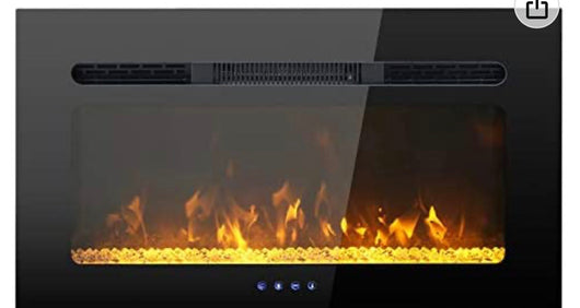 PHI VILLA 30 Inch Electric Fireplace Inserts, Wall Mounted & Recessed Electric Fireplace Heater Low Noise with Remote Control, Timer, Touch Screen, Adjustable Flame Color, 1500W (Black)-MISSING REMOTE