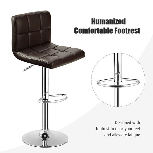Costway Set of 2 Bar Stools Adjustable PU Leather Swivel Kitchen Counter Bar Chair Brown!! NEW AND ASSEMBLED!!