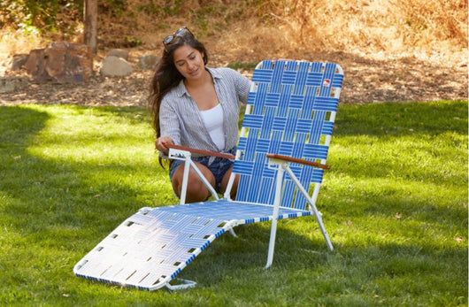 Outdoor Spectator Classic Webbed Folding Chaise Lounger Camp/Lawn Chair (Blue)- NEW!!!