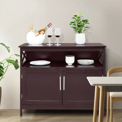 Ktaxon Kitchen Storage Sideboard Dining Buffet Server Cabinet Cupboard, Free Standing Storage Chest Cabinets and Shelf,Brown!  -Brand new in the box