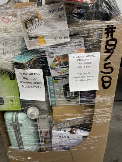 Jumbo liquidation pallet load number 8758  7 ft tall