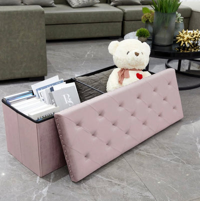 PINPLUS 43.3" Velvet Ottoman Storage, Purple- NEW WRAPPED IN PLASTIC!!!!