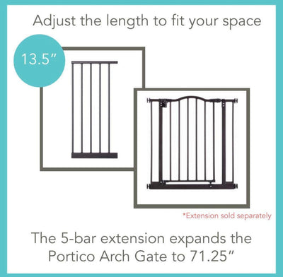 Gate: Decorative heavy duty metal safety gate with one hand operation. Pressure Mount. Fits 28.25"- 38.25" wide (28.5" tall, Bronze)- NEW IN BOX!!!