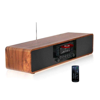 KEiiD Compact CD/MP3 Player Stereo Wooden Desktop Bluetooth Hi-Fi Speaker Portable Boombox Home Audio Component Music Shelf System with FM Radio Digital Tuner Remote Control USB SD AUX,Soundbar- new in the box