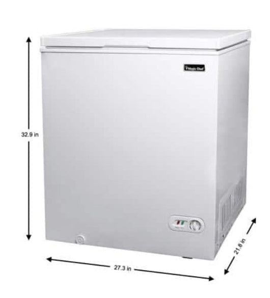Magic Chef 5.0 cu. ft. Chest Freezer in White!! NEW OUT OF BOX, SCRATCHED AND DENTED FROM SHIPPING(PHOTOS SHOWN)!!