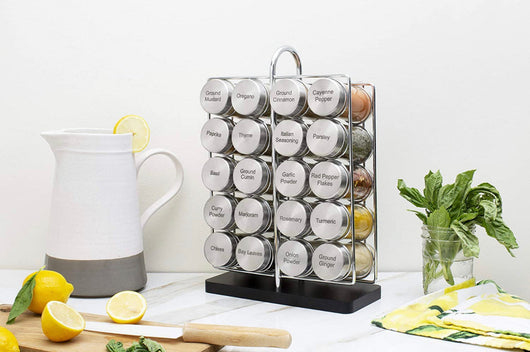 orii 20 Jar Spice Rack Stainless Steel Filled with Spices - Standing Rack Shelf Holder & Countertop Spice Rack Tower Organizer for Kitchen Spices with Free Spice Refills for 5 Years- NEW IN BOX!!!!