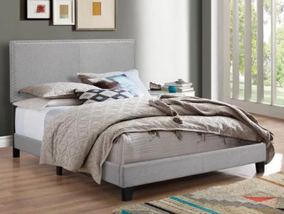 Crown Mark Erin Gray Upholstered Bed with Nail Head Trim, Twin- NEW IN BOX!!!