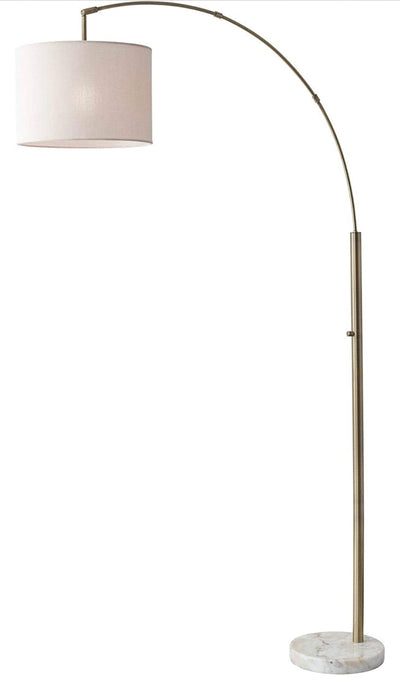 Adesso 4249-21 Bowery Arc Lamp, 73.5 in, 100W Incandescent/26W CFL, Antique Brass Finish, 1 Floor Lamp- NEW AND ASSEMBLED!!!!!