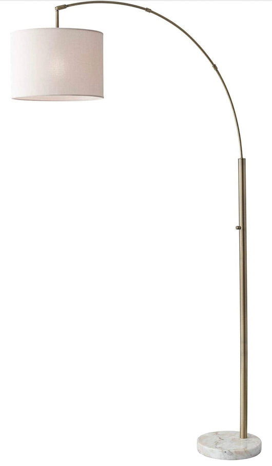 Adesso 4249-21 Bowery Arc Lamp, 73.5 in, 100W Incandescent/26W CFL, Antique Brass Finish, 1 Floor Lamp- NEW AND ASSEMBLED!!!!!