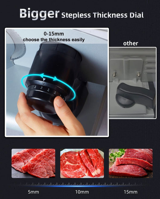 Electric Meat Slicer Machine for Home Use, Adortec Electric Bread Slicer with 2 Pushers, Stepless Adjustment Dial, Quick Release Food Carriage-SILVER!! NEW IN BOX, MISSING SMOOTH BLADE!!