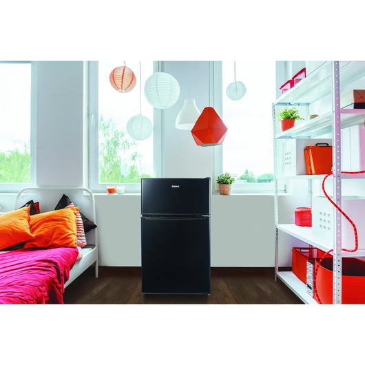 Galanz 3.1 Cu ft Two Door Mini Fridge with Freezer Estar, Black- brand new