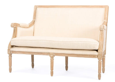 Baxton Studio Chavanon Wood and Linen Traditional French Loveseat, Light Beige!! NEW AND ASSEMBLED!!