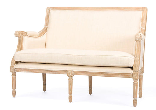 Baxton Studio Chavanon Wood and Linen Traditional French Loveseat, Light Beige!! NEW AND ASSEMBLED!!