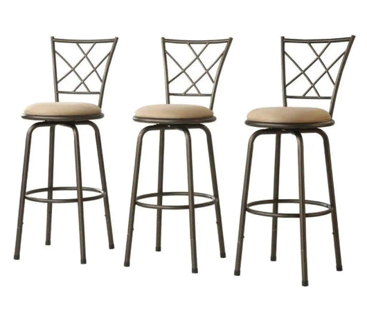 Adjustable Height Brown Swivel Cushioned Bar Stool (Set of 3)- NEW IN BOX!!!!