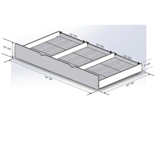 Walker Edison Furniture Company Grey Solid Wood Twin Trundle Bed Frame (Trundle Unit Only)**New in box**