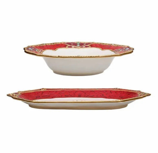 Fitz & Floyd Renaissance Holiday Platter and Bowl Set- BRAND NEW IN BOX!!!