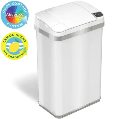 iTouchless 4 Gal. Touchless Sensor Trash Can with AbsorbX Odor Control System and Fragrance, Pearl White, Slim Bathroom Bin, 15 L**New in Box**
