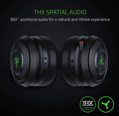 Razer Nari Ultimate Wireless 7.1 Surround Sound Gaming Headset: THX Audio & Haptic Feedback - Auto-Adjust Headband - Chroma RGB - Retractable Mic - For PC, PS4, PS5 - Black- NEW IN BOX!!!!