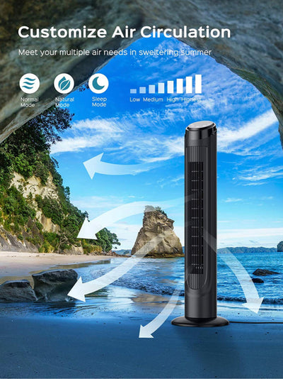 Dreo Cruiser Pro Tower Fan 90° Oscillating Fans with Remote, Quiet Cooling,12 Modes, 12H Timer, Space-Saving, LED Display with Touch Control, 40” Portable Floor Bladeless Fan for Bedroom Home Office**New in Box**