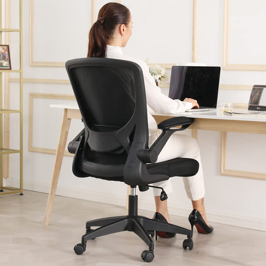 KERDOM Ergonomic Office Chair, Breathable Mesh Desk Chair, Lumbar Support Computer Chair with Wheels and Flip-up Arms, Swivel Task Chair BIFMA Passed, Adjustable Height Home Gaming Chair**New and assembled**