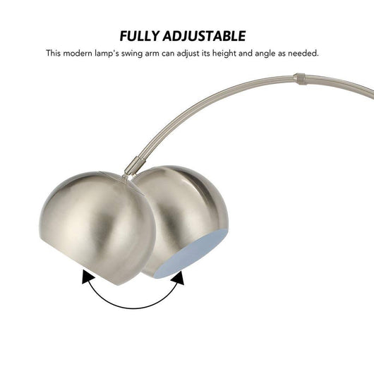 Merra 70 in. Nickel Arcing Modern Floor Lamp and Marble with Rotating Shade!  -Brand new in the box (Assembly is required)