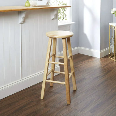 Mainstays Fully Assembled 29" Natural Wood Bar Stool, set of 4**New and assembled, one has a minor scuff from shipping**
