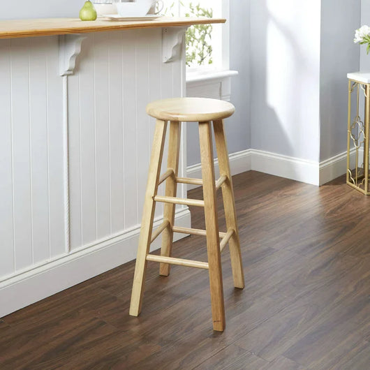 Mainstays Fully Assembled 29" Natural Wood Bar Stool, set of 4**New and assembled, one has a minor scuff from shipping**