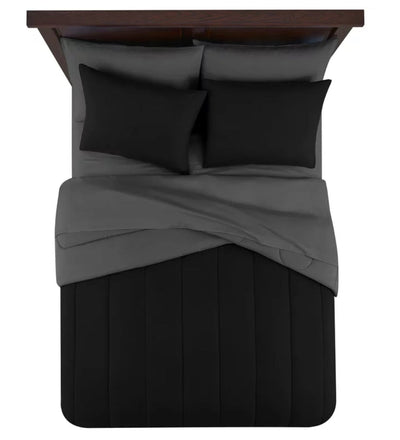 Mainstays Black 8 Piece Bed in a Bag Comforter Set With Sheets, Queen- NEW IN BAG!!!