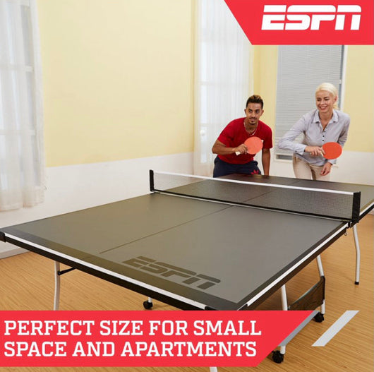 Ping Pong ESPN Mid Size 15mm 4-Piece Indoor Table Tennis Table, Accessories Included, Black- NEW IN BOX!!!