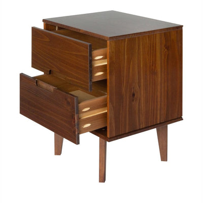 Walker Edison Mid Century Modern 2 Drawer Wood Nightstand - Walnut**New in Box**