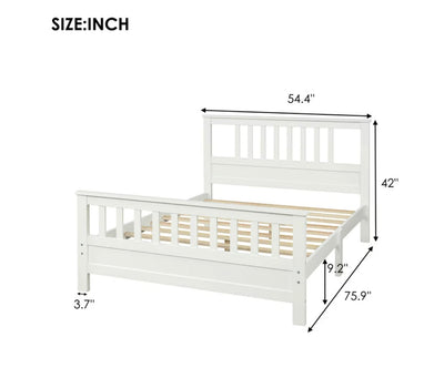 Euroco Wood Platform Bed With Headboard and Footboard, Full Size (White)- NEW IN BOX!!!!